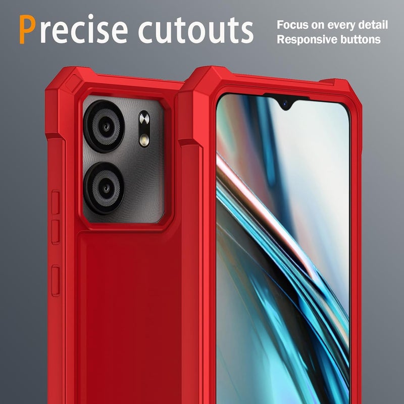 Mocotto for BLU View 5 Phone Case with Tempered Glass Screen Protector,Slim Soft Silicone Full-Body Protective Case for BLU View 5 (Red) - Image 5